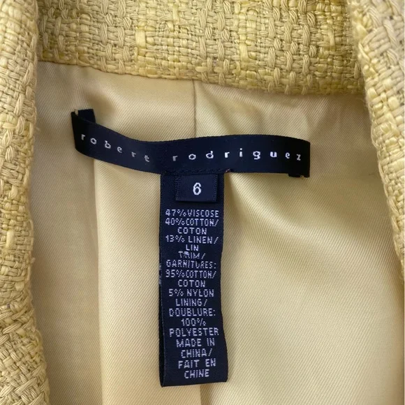 SOLD Robert Rodriguez Cropped Yellow Tweed Blazer Jacket - Picture 7 of 11